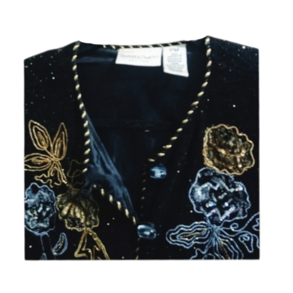 Draper's & Damon's ~ Floral Formal Wear Jacket with Embroidered Flowers & Gold - Picture 2 of 6